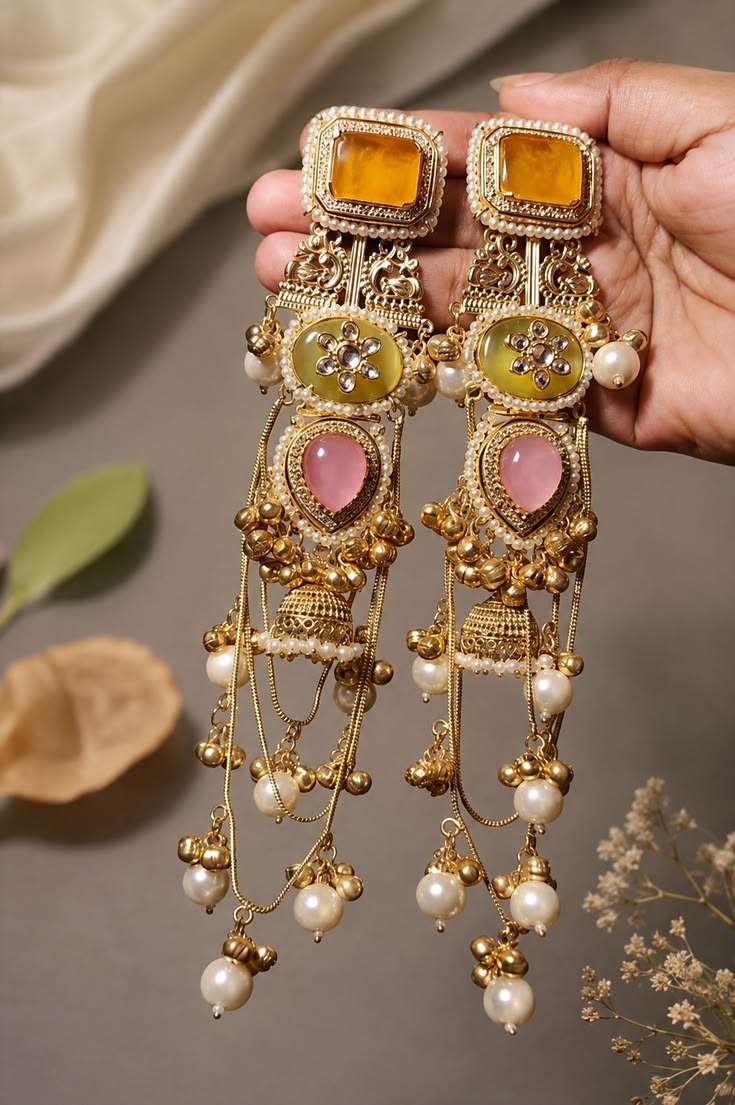 Royal Pearl Drop Statement Earrings